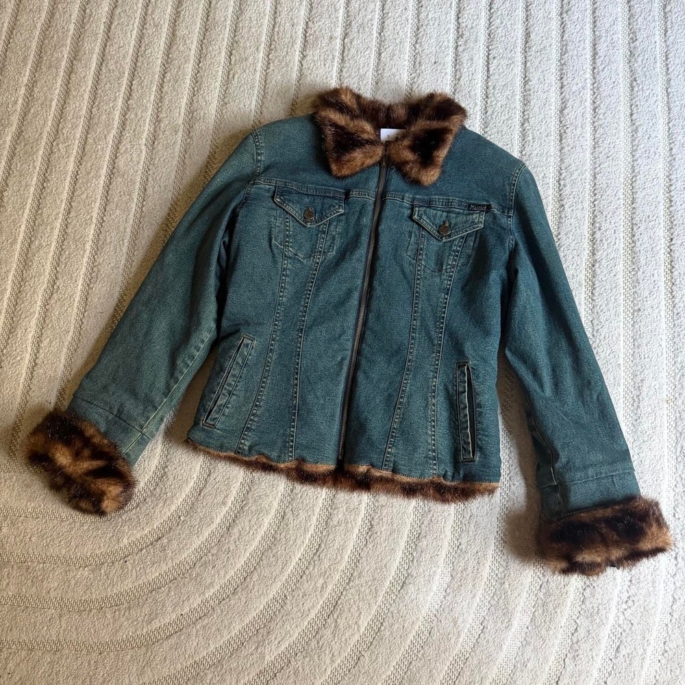 VTG Y2K Mudd Jeans blue denim jacket size m punk Streetwear boho hippie